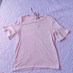 Lauren Conrad top, pink gingham top, pink dressy top, knit top